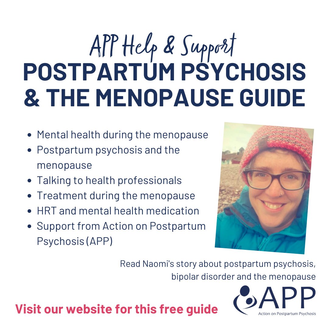Today is #WorldMenopauseDay. Did you know? We have a free guide to postpartum psychosis and the menopause.

 You can also read personal stories by Naomi and Val.

🔗 Find the guide here: app-network.org/postpartum-psy…