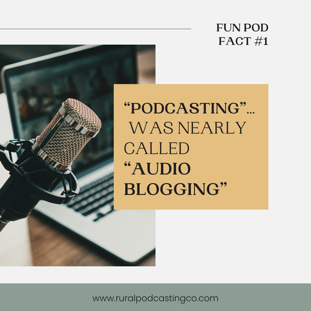 POD FUN FACT #!: You should have your own 'audio blog'. 

Doesn't sound as cool, does it? The term "podcasting" wasn't popularised until 2004. It was coined by US journalist, Ben Hammersley in The Guardian, where he also suggested "audio blogging" or "Guerilla Media."