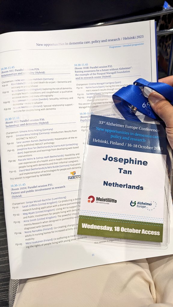 josephinerosetan (@josephinertan) on Twitter photo Joining the #33AEC on the third and final day. Very excited to see all the presentations, speakers, and posters!
I am also presenting today with my lovely <a href="/DTdementia/">DISTINCT Dementia</a> colleagues on #Technology and #dementia, at 10.30. See you there! Joining the #33AEC on the third and final day. Very excited to see all the presentations, speakers, and posters!
I am also presenting today with my lovely <a href="/DTdementia/">DISTINCT Dementia</a> colleagues on #Technology and #dementia, at 10.30. See you there!
