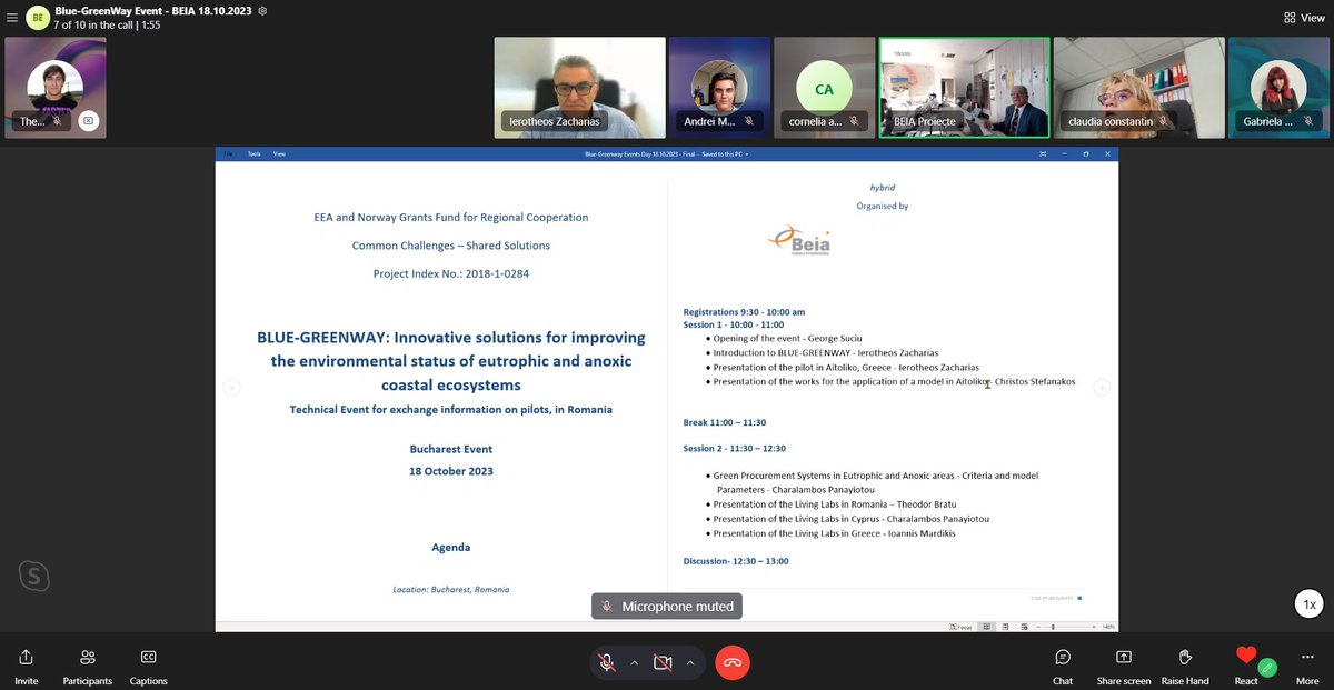 Today, 18th of October 2023, is taking place the Blue-Greenway Technical Event for exchange information on pilots, in Romania organized by <a href="/beiaconsult/">Beia Consult Int</a>. 

🌐Join us here and find out more about the progress of the project: join.skype.com/MJ9AEfgRrWCQ