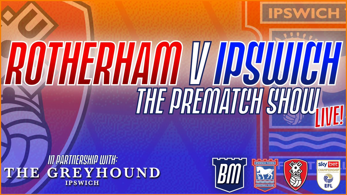 ⏰ **TONIGHT** (Yep, tonight!) AT 8PM!! ⚽️ #RUFC v #ITFC Match Preview *LIVE* 📺 Available live on YouTube and on podcast afterwards 🎧 🤝 @TheGreyhoundIps