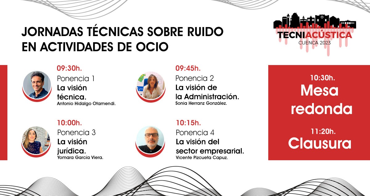 politecnicacu's tweet photo. En breve comienza las Jornadas Técnicas sobre Ruido de Actividades de Ocio dentro del programa #Tecniacústica2023

📍AULA MAGNA- Edif. Bellas Artes UCLM

¡No te lo pierdas! https://t.co/JWXjCXfGMj