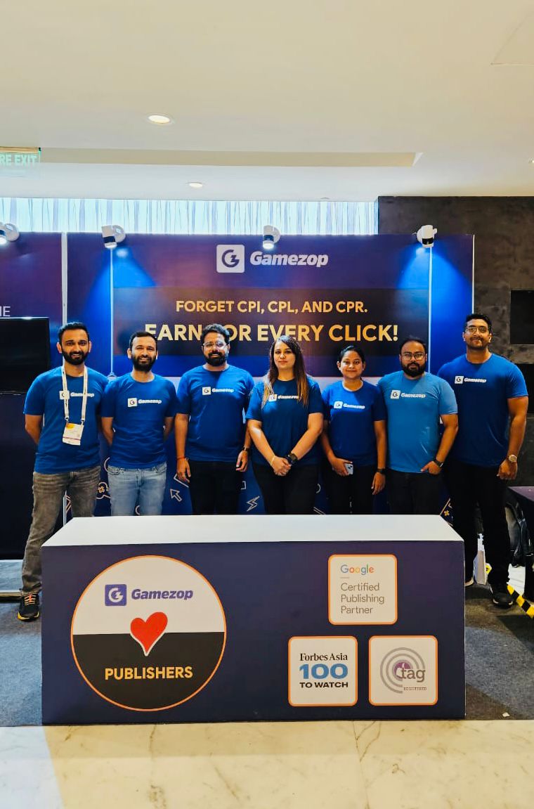 PlayGamezop's tweet photo. Team Gamezop had an incredible time connecting with all the amazing people who visited our exhibition booth at India Affiliate Summit 2023! We are thrilled about the new connections we made with passionate seekers of monetization and user engagement. Eager for the next edition! https://t.co/8s62xoaW8K