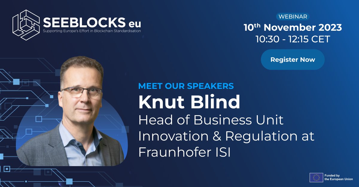 🔥 Meet our distinguished speakers! First up, @KnutBlind: coordinator of the Business Unit Regulation and Innovation in @FraunhoferISI. Connect with experts from EU blockchain initiatives, academia, associations, and organisations to discuss #education and #standardisation in