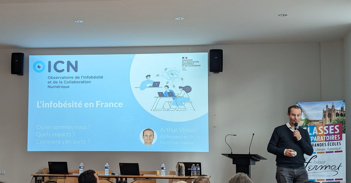 Première conférence autour de l'infobésité et de la collaboration numérique. Merci à Arthur Vinson. 

#dsi <a href="/RA_Occitanie/">Région Académique Occitanie</a>