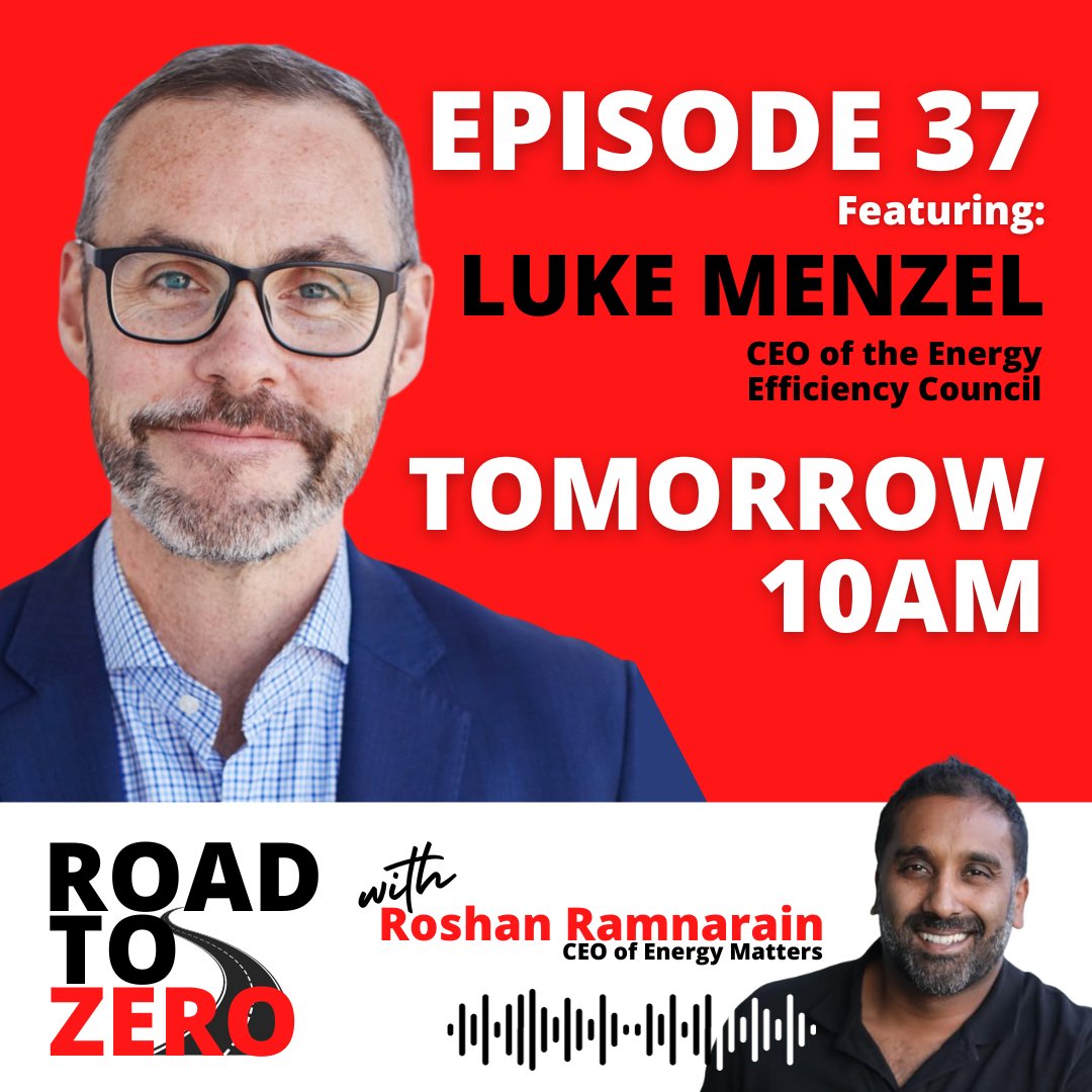 Join us at 10AM tomorrow we catch up with Luke Menzel, the CEO of the @EECouncil. They discuss the renewable energy landscape of Australia and its current challenges as well as the upcoming @AllEnergyAU youtube.com/watch?v=CqTthz… #RoadtoZero #podcast #EnergyEfficiency #AllEnergyAU