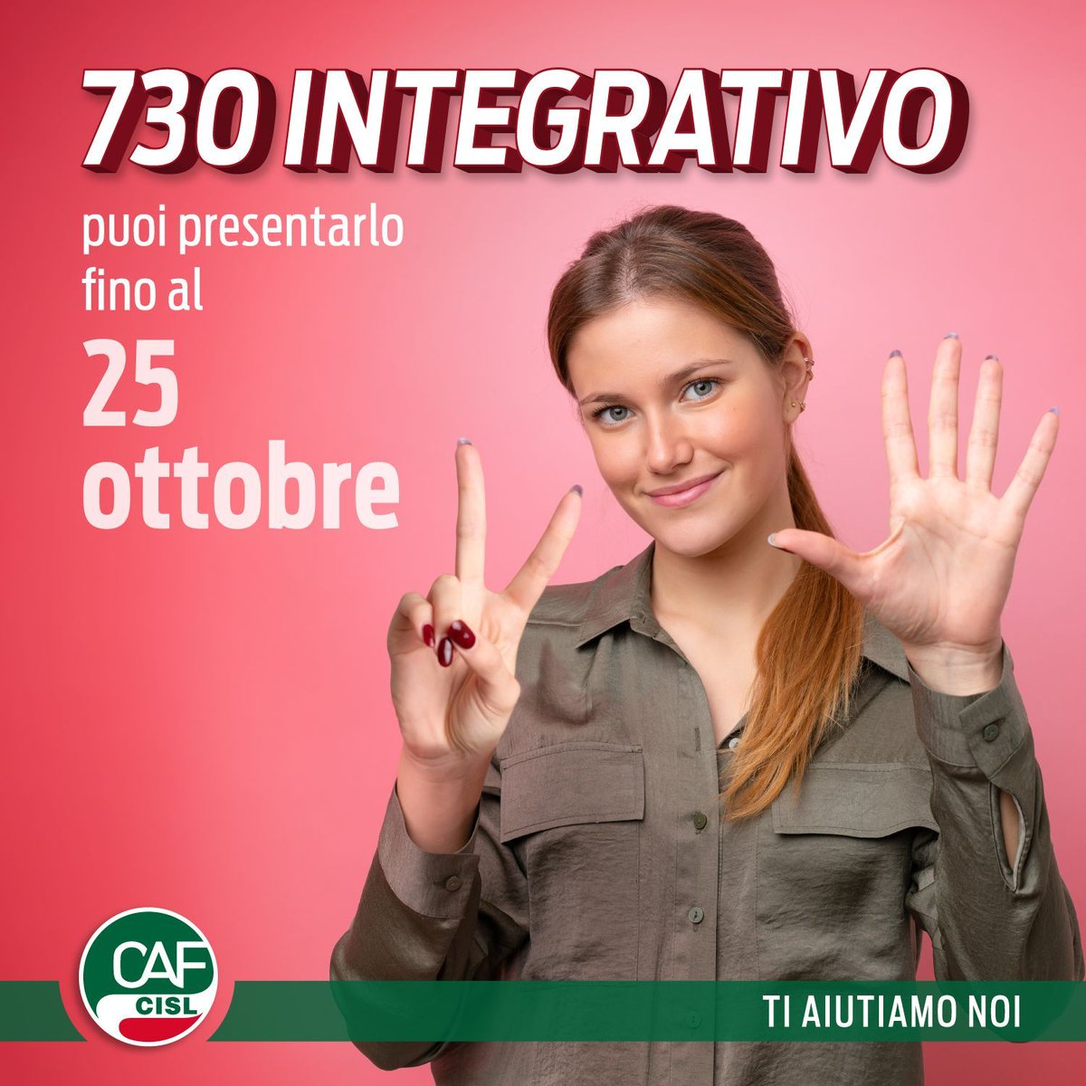 CafCisl's tweet photo. 📆 Ricordati, la scadenza per le integrazioni del tuo 730 è il 25 ottobre.
Ti sei accorto di un errore nel 730? Nessun problema! Al Caf CISL possiamo aiutarti a risolverlo.
Con noi puoi fare il 730 integrativo ma affrettati, hai tempo fino a Mercoledì!
👉 https://t.co/tuDmB3EbK2 https://t.co/uRvO6vFfmc