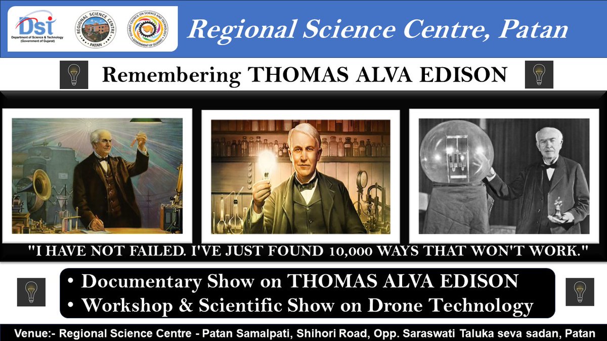 Narendrasinh00's tweet photo. #EdisonLegacy: @RscPatan 18 oct  Celebrating as a Death anniversary  Inventor Who Lit Up Our World! 💡#ThomasEdison #InnovationIcon Edison's contributions to science His inventions, including the light bulb and the phonograph, have revolutionized the way we live and communicate https://t.co/Utpas2edgK