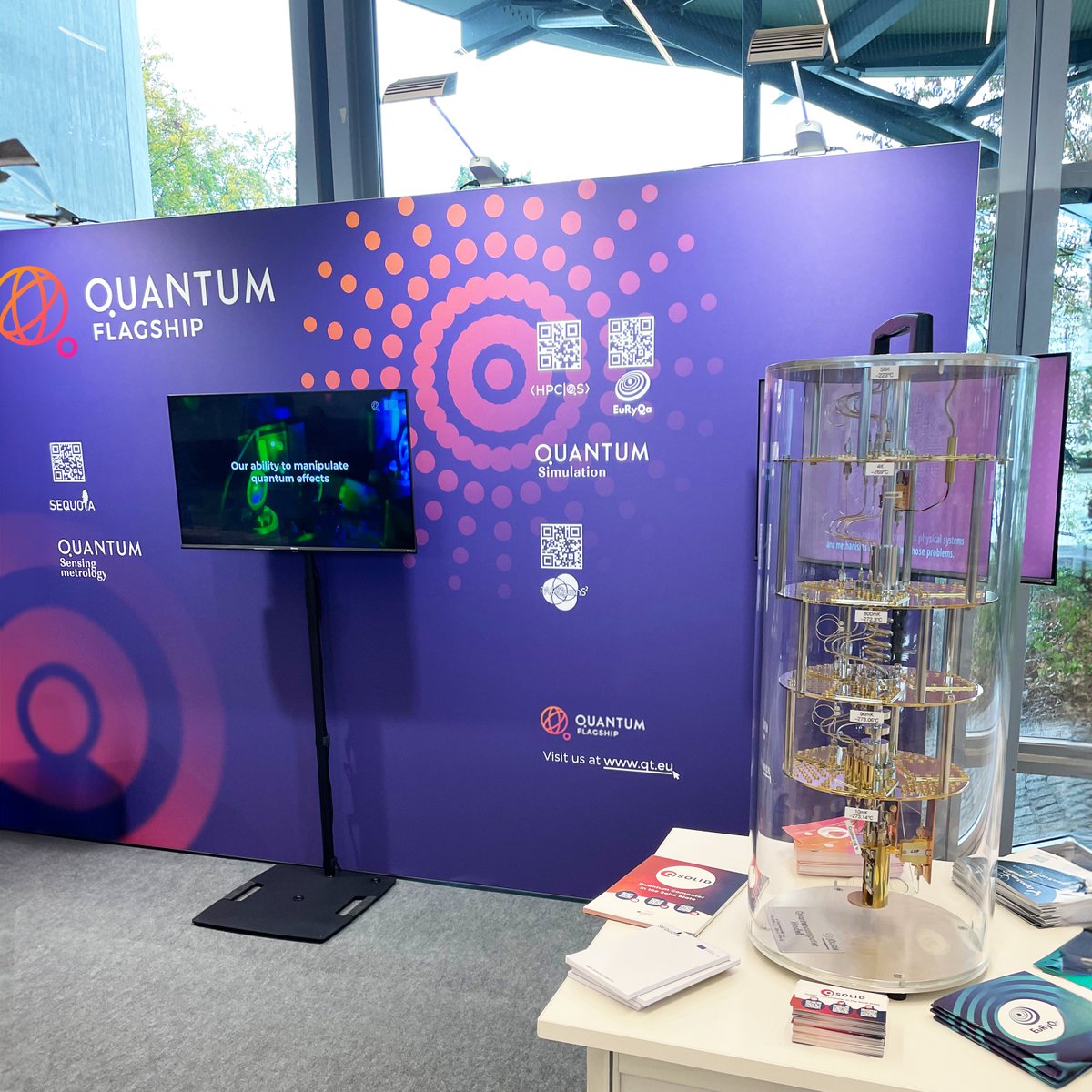 We are super proud that our #QuantumComputer model is displayed at the @QuantumFlagship booth at the European #Quantum Technologies Conference in Hannover. 😍 Our passionate inhouse workshop dedicated countless hours and hard work into this model. 🌟 @fz_juelich #EQTC2023