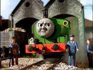 "shrieking like a lost soul," ended Percy.

Rusty looked very uneasy.

"Where did you hear that?" he asked curiously.

"My driver told me, it's a shame it's only a pretend ghost story." 

"But Percy, the event is real," replied Rusty. 
"It's based on an accident on my old line."