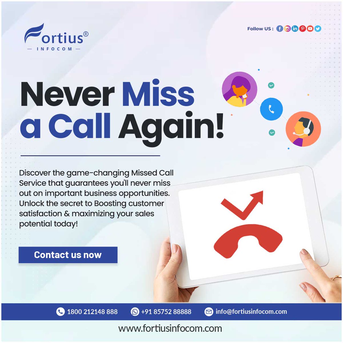 fortiusinfocom's tweet photo. 📞💥 Get instant updates and never miss a call with our high-speed Missed Call Service! 🚀✨ Stay connected effortlessly and take your business to new heights. 💼🌟 #MissedCall #MissedCallService #MissedCallServices #MissedCallCampaign #MissedCallMarketing #StayConnected #BusinessBoost
👉 https://t.co/DGrG1uvhxG
