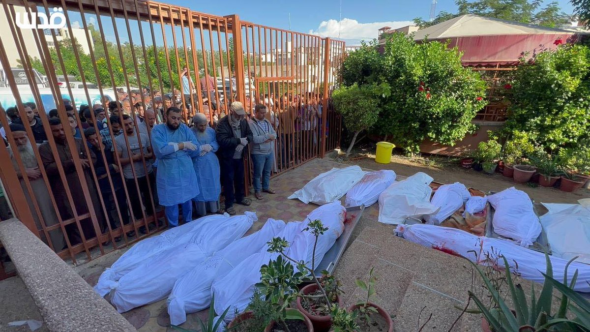 QudsNen's tweet photo. Media coverage: "Gaza woke up to another massacre this morning, with 25 innocent civilians, the majority of them from the Al-Astal clan, killed by Israeli airstrikes." https://t.co/lvuBXCToJ5