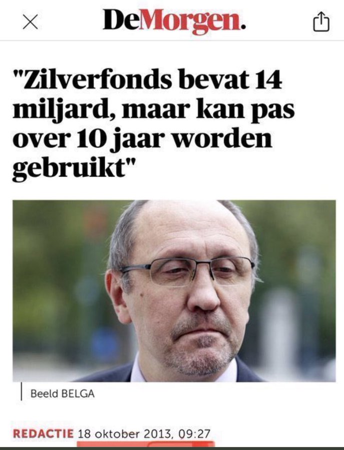 Vandaag is de grote dag !!! Op 18/10/2013, dag op dag 10 jaar geleden, kondigde Johan Vande Lanotte aan dat vandaag 14 miljard kan worden gebruikt uit het zilverfonds. Dat moet dus nu een opsteker zijn voor de begroting !!!