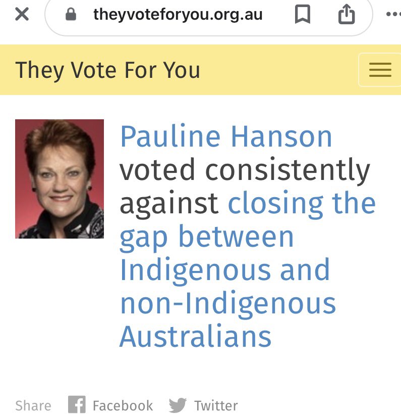 @PaulineHansonOz #PaulineHanson has never wanted to improve the lives of #Indigenous Australians #ClosingTheGap #Qldpol #Auspol