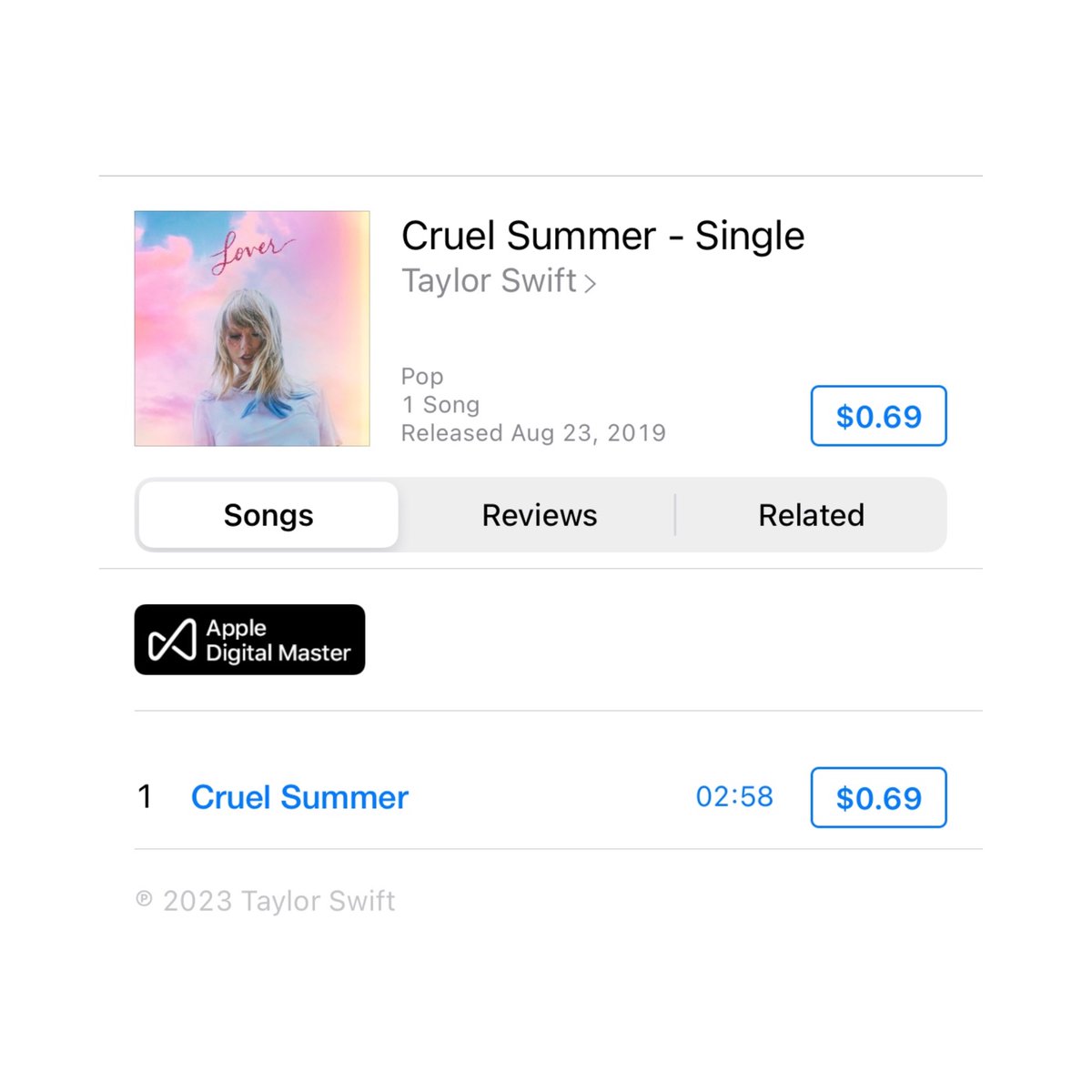 TheSwiftSociety's tweet photo. ‼️| "Cruel Summer - Single Version" has been released on iTunes and Amazon for $0.69! https://t.co/P4IP51uviA