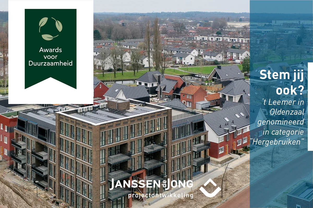 De Awards voor Duurzaamheid beloont duurzame initiatieven in verschillende categorieën, die gericht zijn op "Groen". In de categorie “Hergebruiken” is project ‘t Leemer in Oldenzaal genomineerd!
Stem via bit.ly/45GTJxT  

#ClosingTheCircleTogether #Duurzaamheid #JAJO