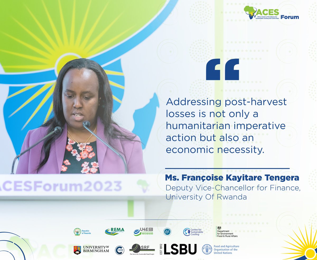 "Addressing post-harvest losses is not only a humanitarian imperative action but also an economic necessity."

-Ms. Françoise Kayitare Tengera
DVC for Finance | <a href="/Uni_Rwanda/">University of Rwanda</a> 

#ACESForum2023