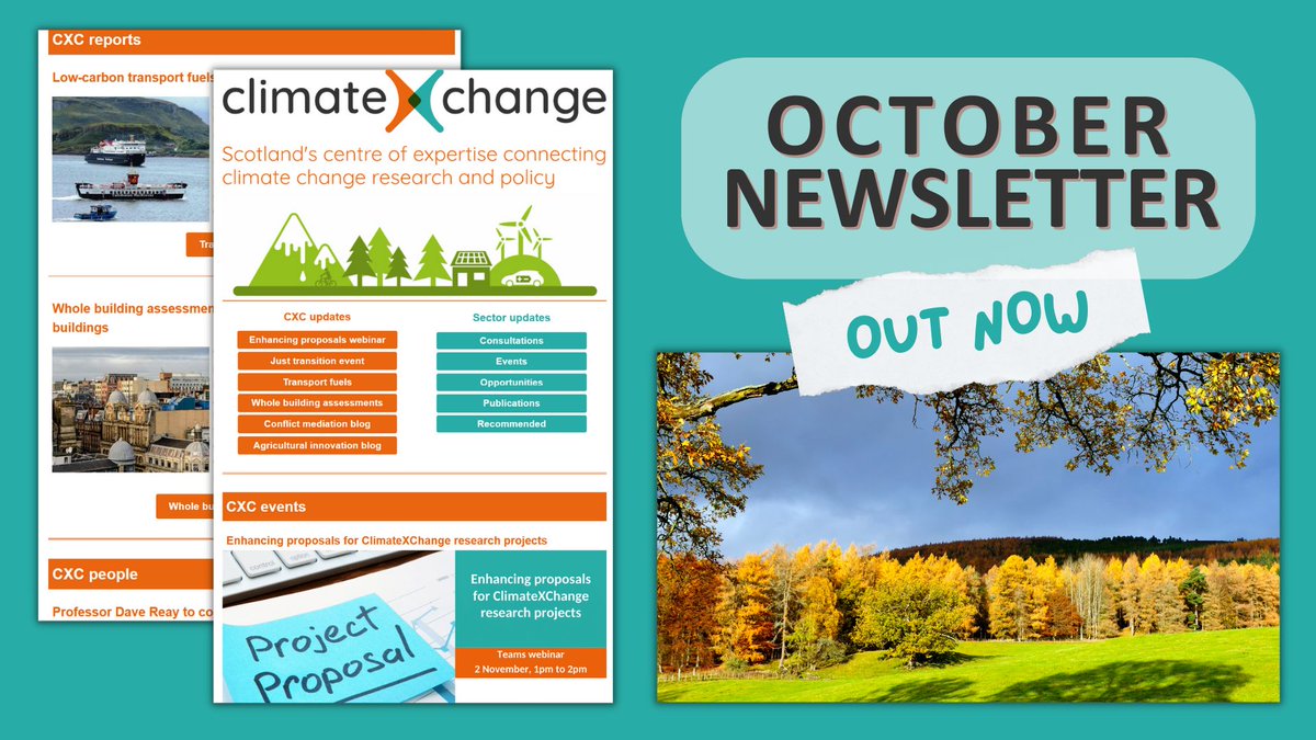 ClimateXChange_'s tweet photo. Check out our October newsletter:
📢 2 Nov webinar on enhancing research proposals
🚢   Low-carbon transport fuels
🏢  Whole building assessment  
🌾  Blogs on conflict mediation and agriculture
⚖️  15 Nov hybrid event on just transition
and much more...
https://t.co/KBLH0UAo7A https://t.co/0FVimBeIp4