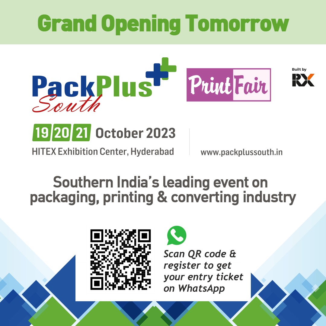 RXIndia_'s tweet image. #PackPlus South, a leading exhibition for the #packaging #printing and #supplychain industry, is set to open tomorrow
 
This event brings together over 150+ exhibitors and is expected to attract thousands of industry professionals looking for the latest innovations and solutions