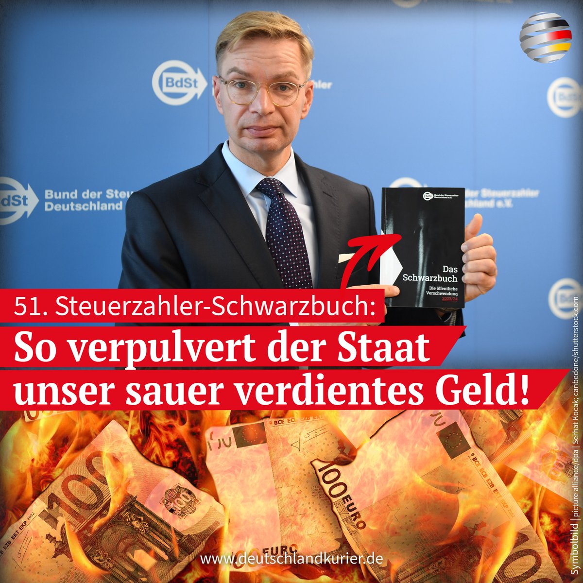 Deu_Kurier's tweet photo. Es ist eine endlose Geschichte, das 51. „#Schwarzbuch“ des Bundes der #Steuerzahler (#BdSt) liegt vor: Die Auflistung von #Staatsverschwendung und #Behörden-Schlendrian erinnert an einen beliebten Silvester-Klassiker: „The same prodedure as last year!“

https://t.co/BHOqbV39CH https://t.co/gR4pZBlTvW