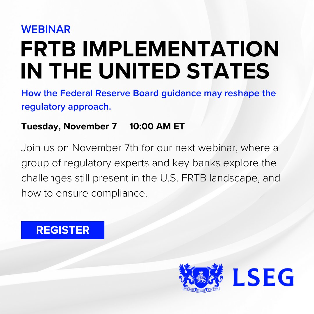 Over the course of this webinar, we explore challenges present in the U.S. FRTB landscape – for both the Standardised Approach and Internal Models Approach - and the considerations that need to be taken into account to ensure compliance. Find out more: lseg.group/3tpRBxf