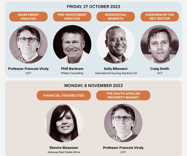 PROPERTY DEVELOPMENT PROGRAMME 2023 
SAPOA, in partnership with GSB (UCT), has put together a team of national and international lecturers to discuss topics such as financial management, economics, etc. Ass Prof Francois Viruly will be part of the panel addressing these topics.