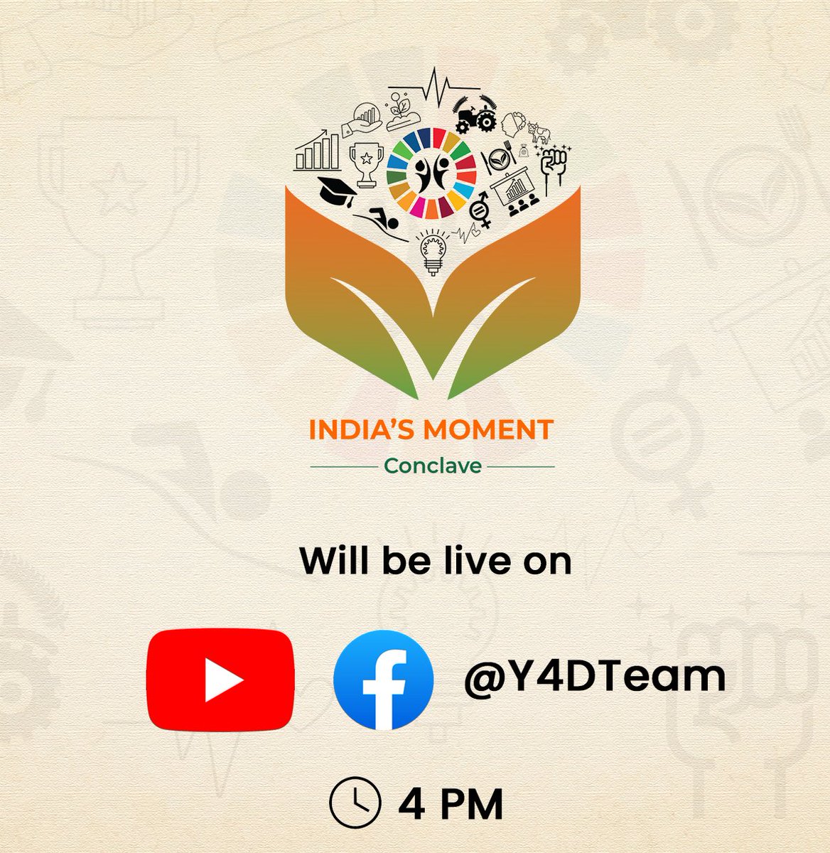 Y4DTeam's tweet photo. The Wait is over, India's Moment Conclave will be live shortly on YouTube & Facebook from 4pm onwards.
.
.
.
#y4d #Y4dteam #cónclave #live #anualevent https://t.co/Jct0nQEKvH