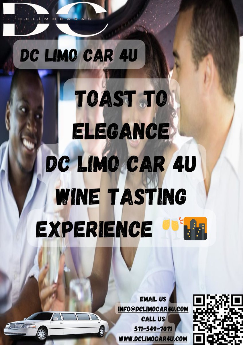 Toast to Elegance: DC Limo Car 4U Wine Tasting Experience 🥂🌆
Raise your glass to opulence and class! Enjoy a seamless wine tasting tour with DC Limo Car 4U, where comfort and style meet. 🚘🍷#WineLovers #DCWineTours #LuxuryLimo #WineAdventures #CheersToWine #dclimocar4u