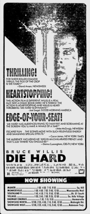 Joek72's tweet photo. Movies also showing at The Showcase Cinema with The Blob on Aug 5th 1988. #Diehard #WhoFramedRogerRabbit #TheDeadPool #BigTopPeeWee #Pittsburgh #FilmTwitter #TCMParty https://t.co/p55RPkYWA6