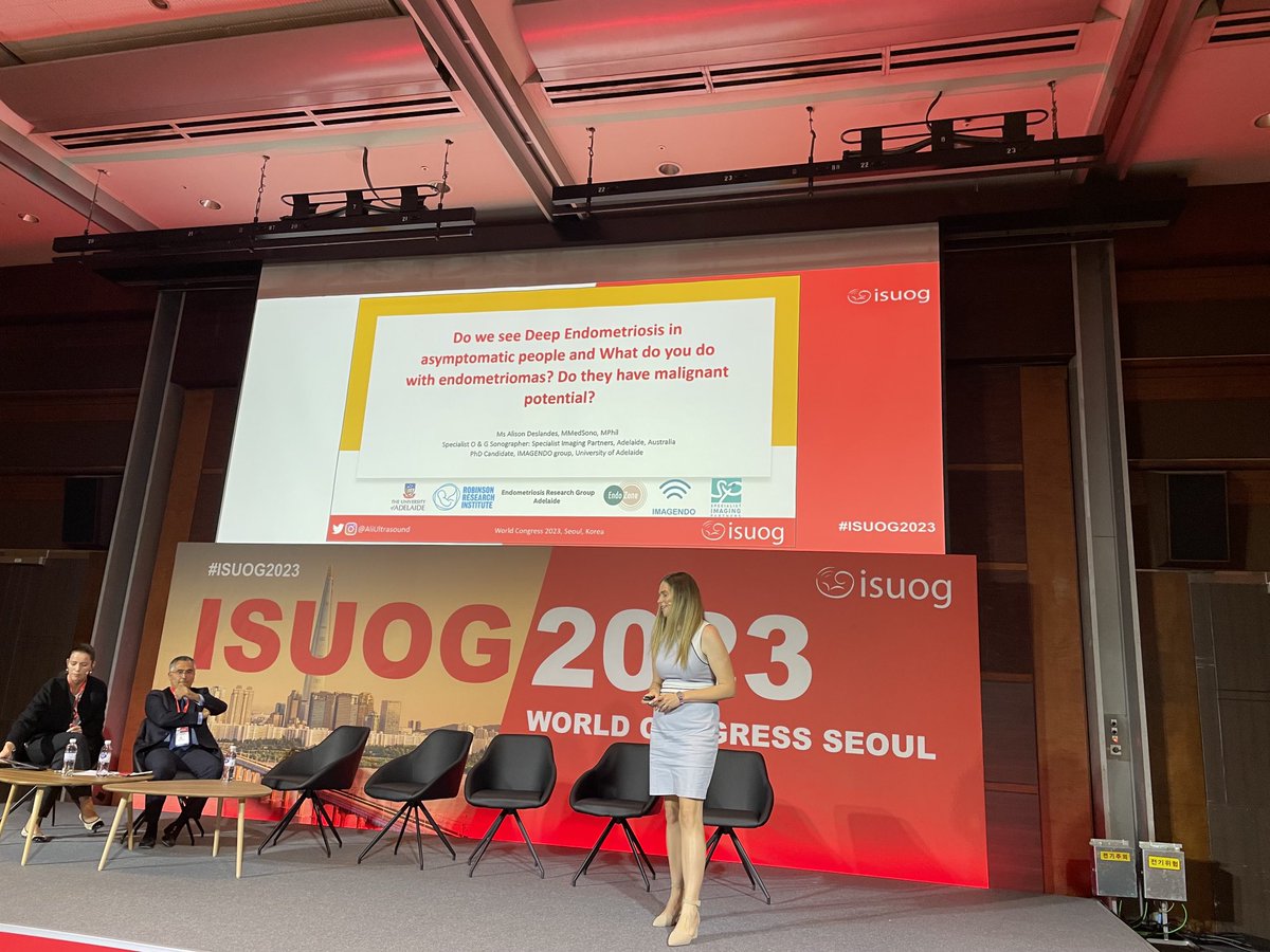 ⁦<a href="/AliUltrasound/">Ali Deslandes 💎</a>⁩ discusses deep endometriosis at Seoul #ISUOG2023