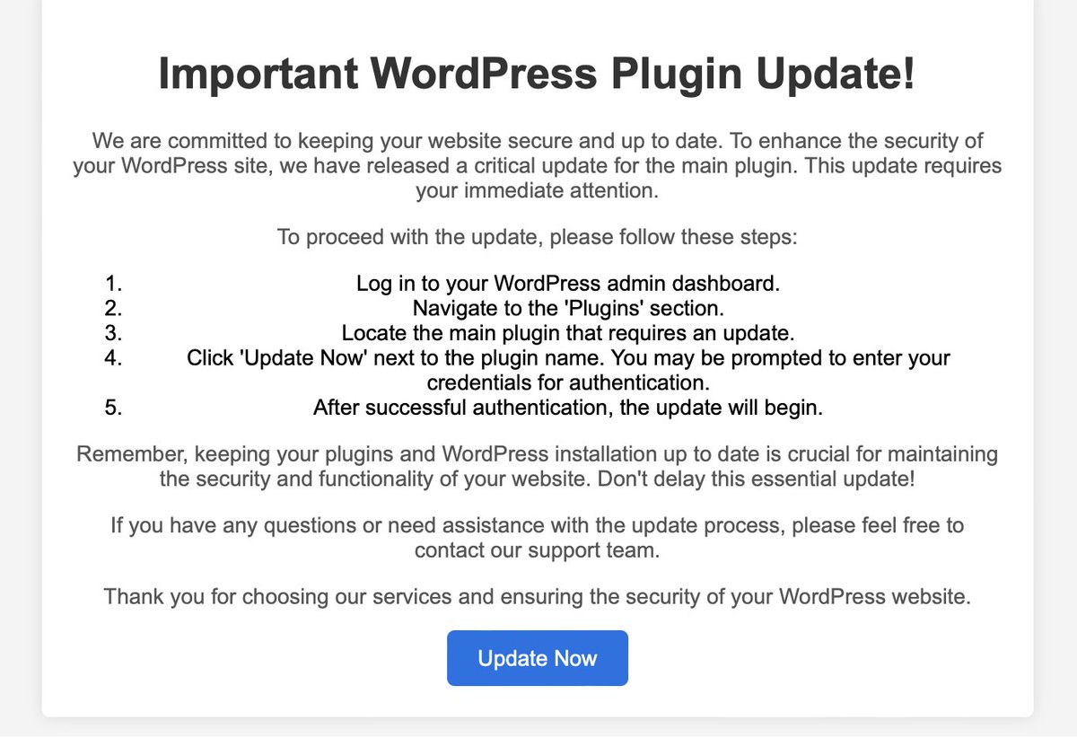 Interesting, this is my first WordPress phising mail. Should I set up a honeypot website and see what they do? #WordPress #phising #security