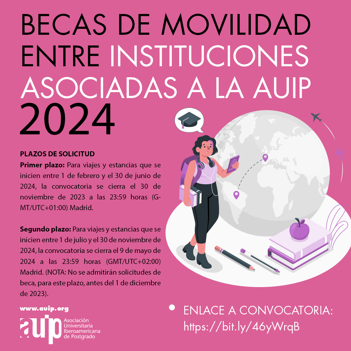 #Becas de #movilidad entre instituciones a ASOCIADAS a @postgradoauip bit.ly/46yWrqB