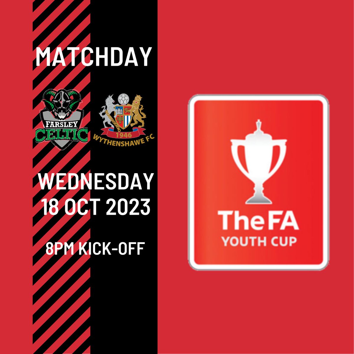 MATCHDAY!

Our Under 18s travel to Yorkshire to face <a href="/FarsleyCelticFC/">Farsley Celtic</a> in the #FAYouthCup this evening 🏆

🏟️ The Citadel Stadium, LS28 5BE
🎟️ Adults £4, Concessions £2, Under 16s £1

If you can, get down and support the lads ⚽️

#UpTheAmmies 🔵⚪️