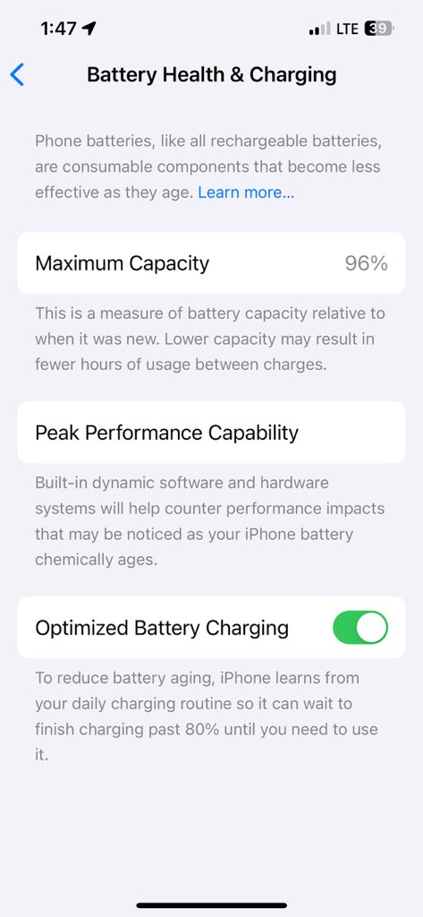 crkulgod's tweet photo. @Apple @AppleSupport Day 107… Updated to latest ios … Battery health down to 96% https://t.co/pMTfDz1LXr
