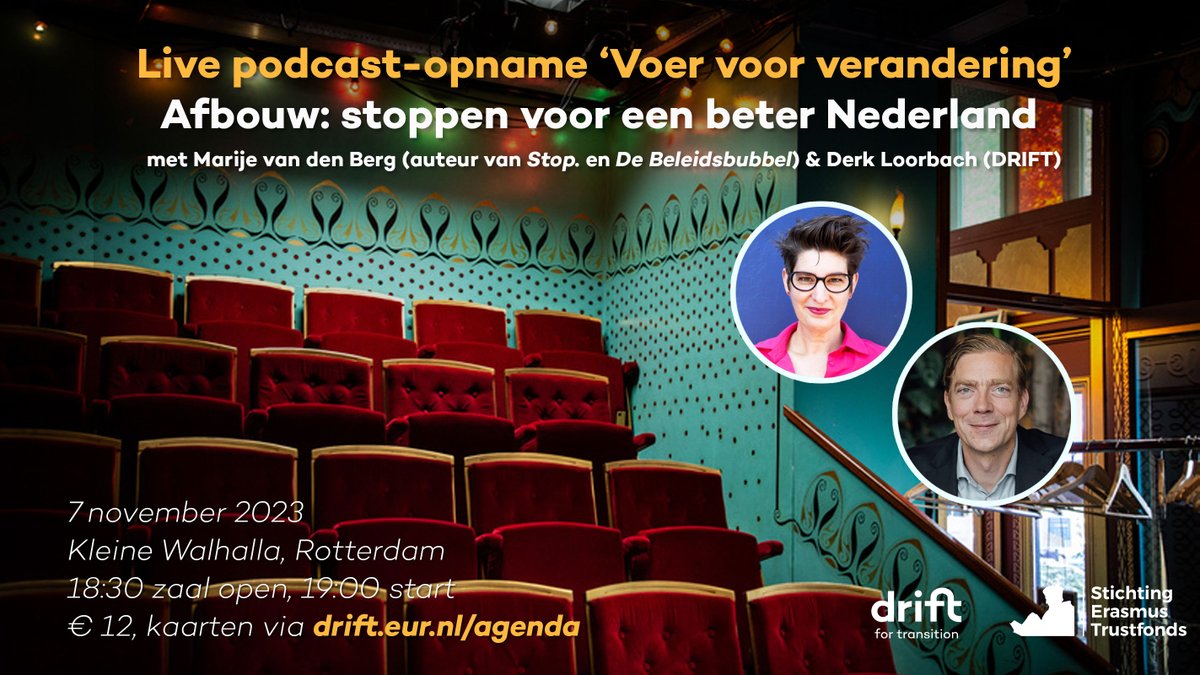 Groene mobiliteit, planet-proof voedsel... het probleem kan niet groot genoeg zijn, of innovatie wordt gezien als de oplossing. But what about 📉 afbouw 📉?

7 NOV organiseren we hierover een live podcast-opname. Heb jij al een kaartje? 
drift.eur.nl/nl/agenda/live…