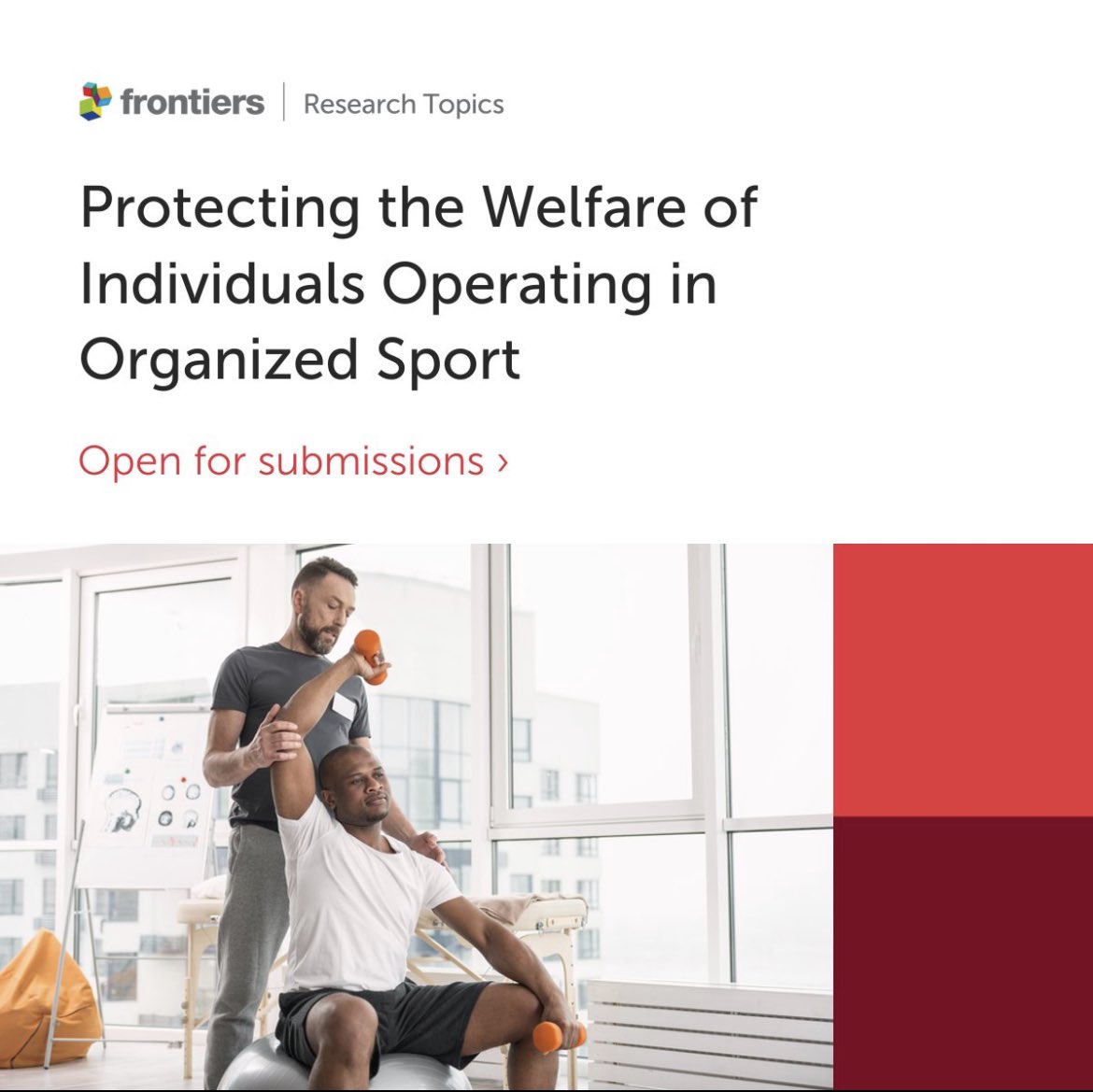 Dr Andrew Higham (@ahigham_he) on Twitter photo ⚠️ It has been just over a week since we announced our research topic in <a href="/FrontSportsAL/">Frontiers - Sports and Active Living</a> ⚠️
Are you interested in the below topic?
If so, follow the link to find out more and to submit an abstract: fro.ntiers.in/zmiP
#SportSafeguarding #Retweet #SportPsychology #Wellbeing ⚠️ It has been just over a week since we announced our research topic in <a href="/FrontSportsAL/">Frontiers - Sports and Active Living</a> ⚠️
Are you interested in the below topic?
If so, follow the link to find out more and to submit an abstract: fro.ntiers.in/zmiP
#SportSafeguarding #Retweet #SportPsychology #Wellbeing