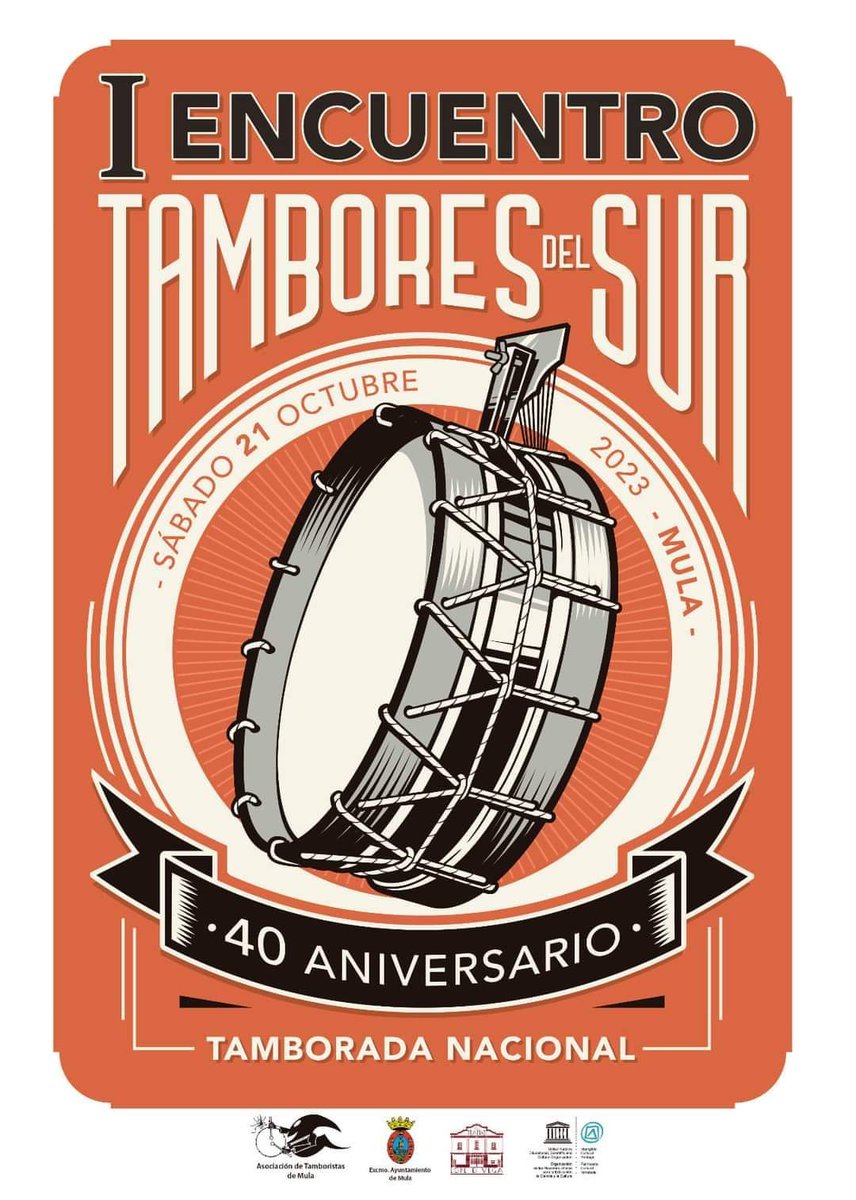 ¡LOS TAMBORILEROS DE HELLÍN TENEMOS UNA CITA ESTE SÁBADO 21-10 EN MULA, EN EL " I ENCUENTRO TAMBORES DEL SUR "!
Mula tuvo la idea 1983 de unir a los pueblos que compartimos esta tradición.Hellín fue la que tomó el relevo en 1986. 
¿TE LA VAS A PERDER?
(programación en ntro face)