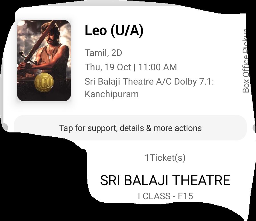 RKFACTS399605's tweet photo. Kanchipuram, 
Sri Balaji theatre 11Am show 1 ticket available
Same online price ..#LeoFDFS
#LeoTickets #LeoFilm https://t.co/AdZOmrXZnm