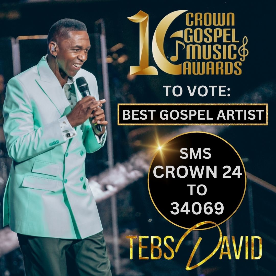 #crowns16 are upon us now🙌 To vote for Tebs David as the Best Gospel Artist, sms CROWN 24 to 34069. SMS’s cost R1.50 per sms so LET’s VOTE!!💯🕺#gospel #tebsdavid #gospelmusic