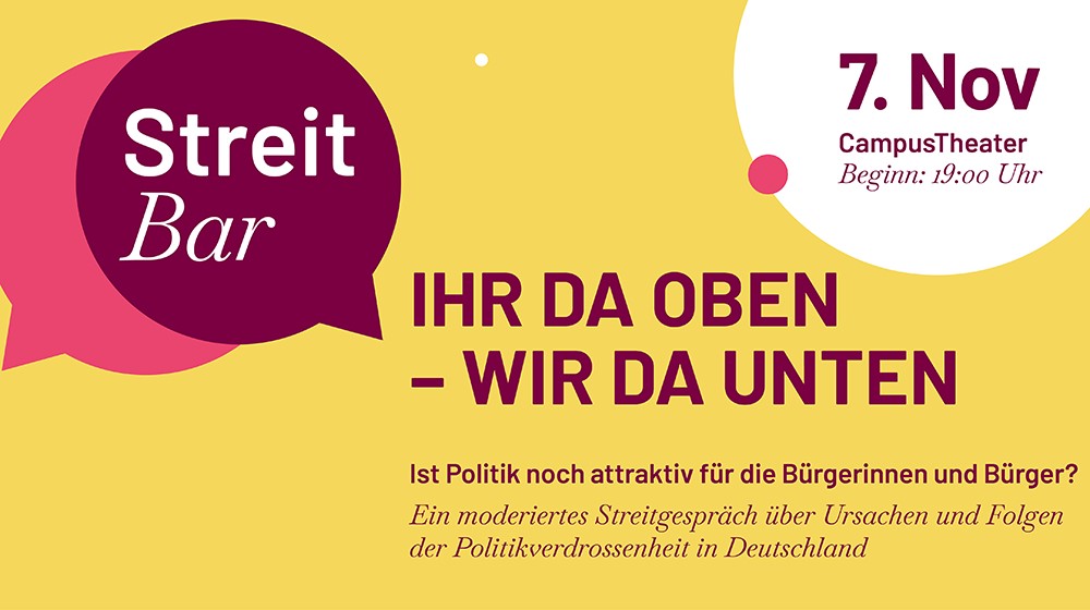 OVGUpresse's tweet photo. Wie politikmüde ist unsere Gesellschaft? #Streitbar an der @OVGUpresse mit Politikwissenschaftlern, Landräten und Aktivisten über Ursachen und Folgen der Politikverdrossenheit in Deutschland. https://t.co/EXvNutcpRa https://t.co/a2srPghxyh