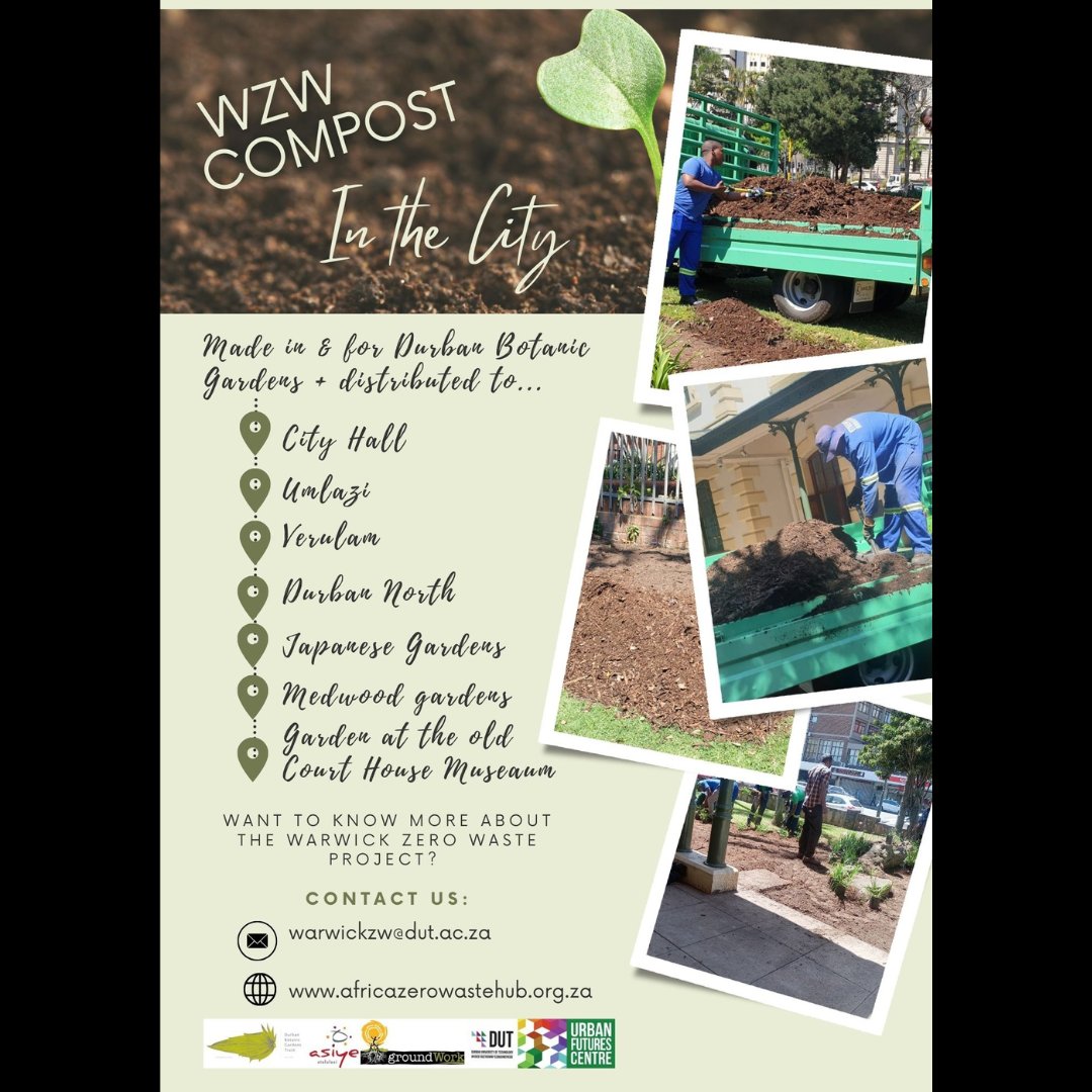 The #WarwickZeroWaste diversion &amp; composting pilot is diversifying! The compost produced at <a href="/dbnbotgardens/">dbnbotgardens</a>, is now being distributed and used at various locations across the city of Durban! 

Visit: africazerowastehub.org.za
Email: warwickzw@dut.ac.za 
<a href="/groundWorkSA/">groundWork</a> <a href="/AsiyeTafuleni/">Asiye eTafuleni</a>