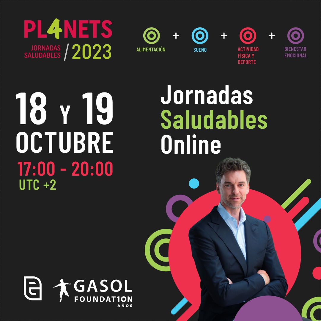 MovistarNBA's tweet photo. 🙌¡Únete a las #JornadasSaludables virtuales #PL4NETS de la @GasolFoundation y @PauGasol!
Con expertos de la salud y atletas de primer nivel: sus experiencias y consejos para una vida saludable.
🗓️18 y 19 de octubre
⏰17:00h a 20:00h
Inscríbete gratis: https://t.co/GUhjJI06KR https://t.co/v9XwfbKj4b