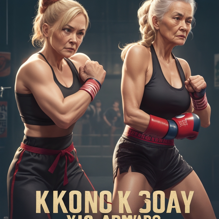 (3/5)
Prompt: movieposter of an movie about very old womans doing kickboxing. #aiart #AIArtwork  #aiartcommunity  #AiArtSociety  #AIcommunity  #leonardoai  #MoviePoster #oldwoman #kickboxing <a href="/LeonardoAi_/">Leonardo.Ai</a>