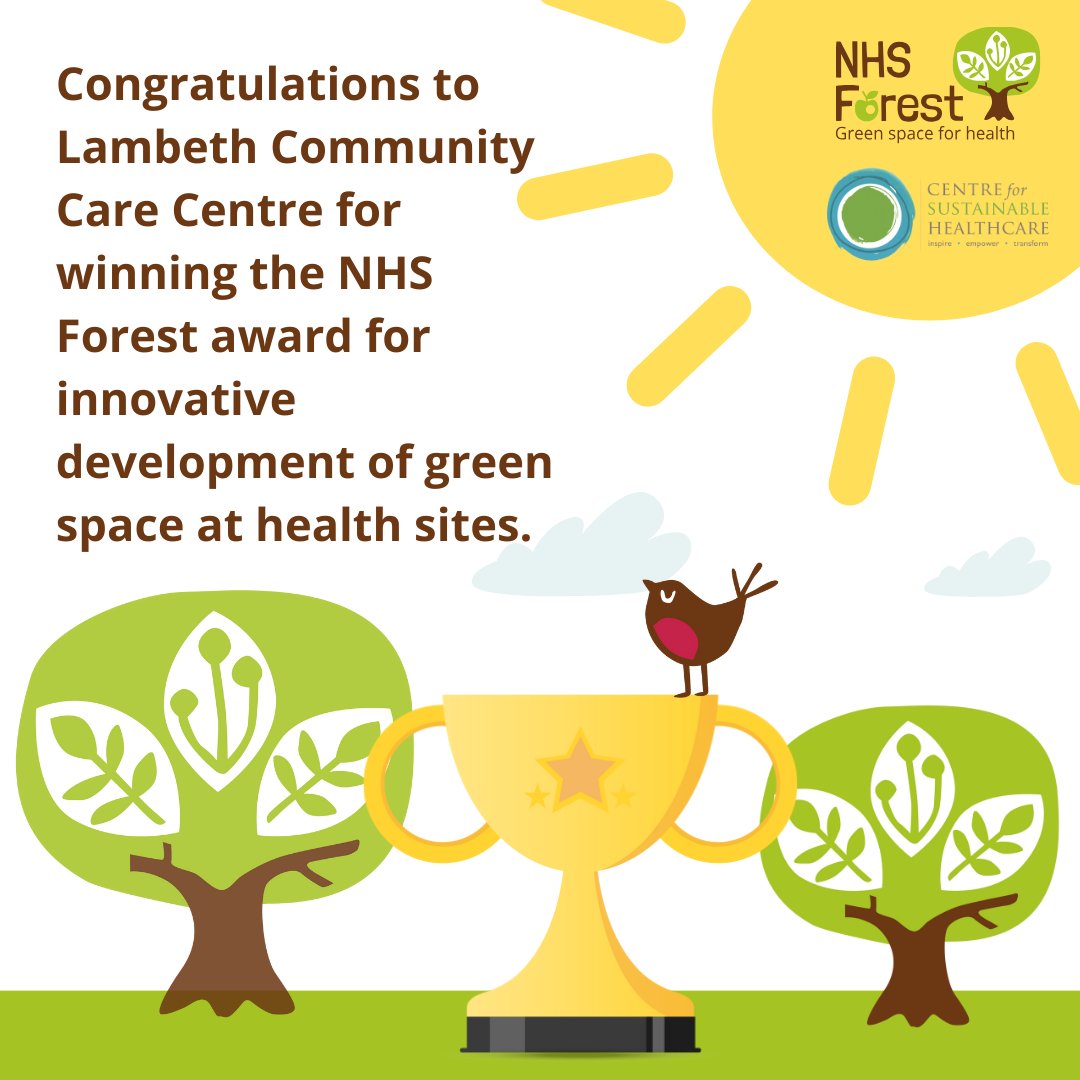 Congratulations to Lambeth Community Care Centre for winning the NHS Forest award for innovative development of green space at health sites! <a href="/GSTTnhs/">Guy's and St Thomas'</a>