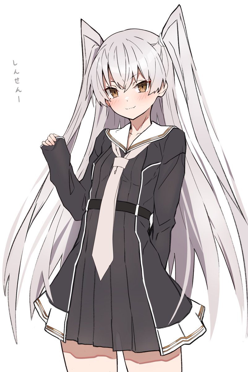 amatsukaze (kancolle) 1girl solo two side up long hair dress grey hair sailor dress  illustration images