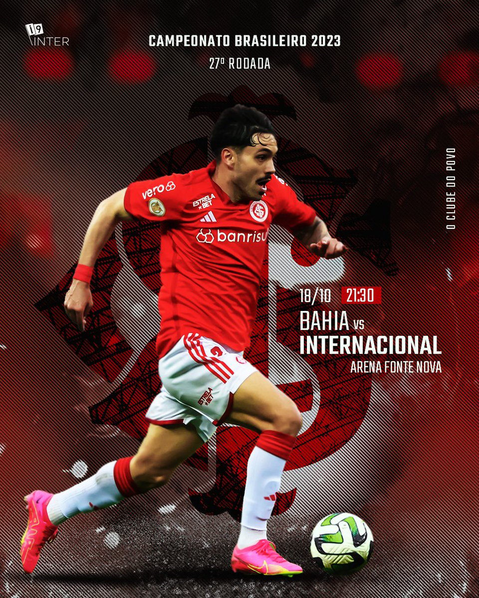 InoveInter's tweet image. 𝑬́ 𝑫𝑰𝑨 𝑫𝑬 𝑰𝑵𝑻𝑬𝑹 𝑵𝑶 𝑩𝑹𝑨𝑺𝑰𝑳𝑬𝑰𝑹𝑨̃𝑶!

Vamos em busca dos 3 pontos fora de casa, Colorado! 

⚽️ Bahia x Internacional 
🏟️ Arena Fonte Nova ⏰ 21h30
📺 Globo e Premiere 

#Inter #diadeInter