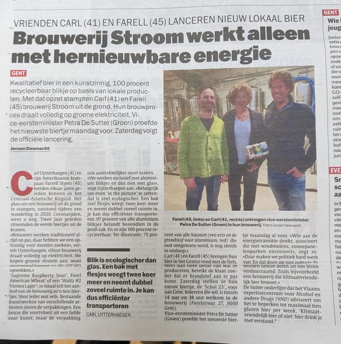 Bit quiet on this site, you can find us more often over on IG instagram.com/stroombrouwers or today you can check us out in HLN and read more about Minister De Sutter's recent visit to Stroom! 🍻