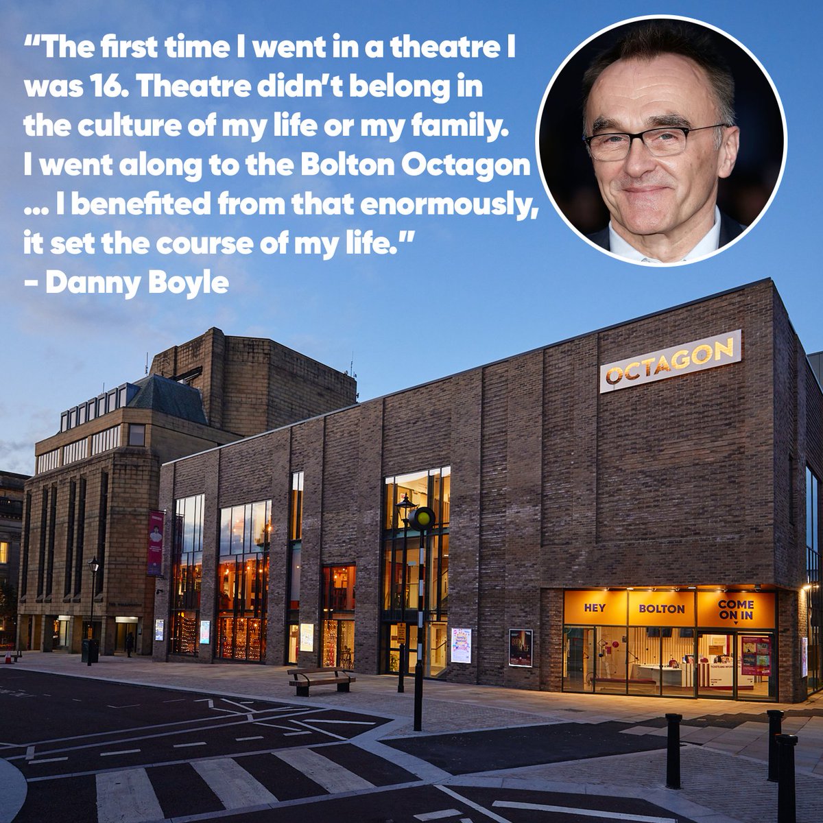 Did you hear Danny Boyle speaking about the Octagon today on BBC Radio 4!?

He spoke at length about the importance of theatre, his first trip to the Octagon and how that has shaped his career thus far 🤩

Listen to the full interview here 👉 bit.ly/3S497kL