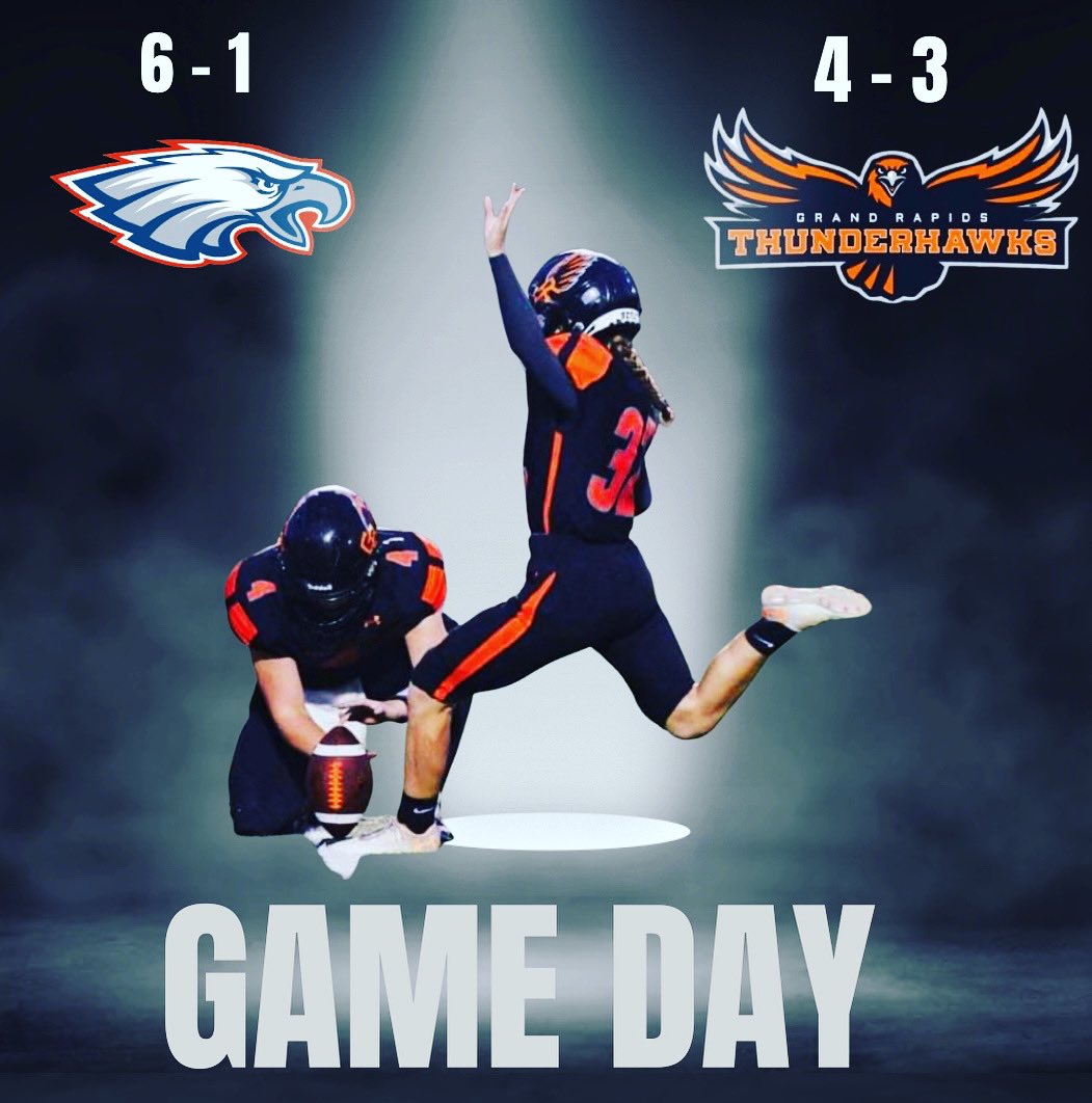 It’s GAME DAY 🏈! The Thunderhawks make the trip to Pequot Lakes to face the Patriots. Kick off is at 7pm. 
#ComeOnNow