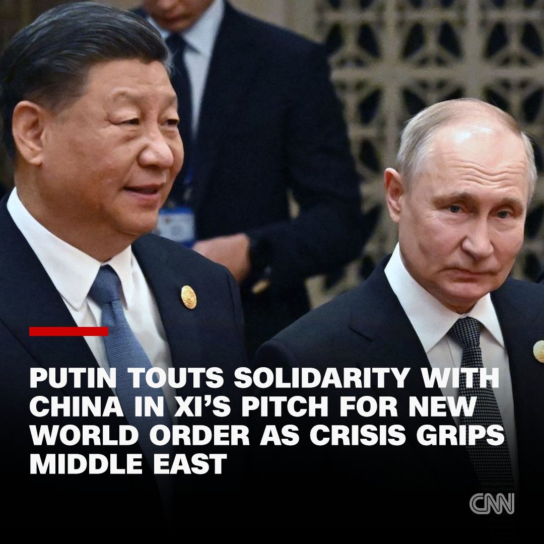 Russian President Vladimir Putin touted his country’s deep alignment with China as he appeared on stage as guest of honor at a global gathering in Beijing, where Chinese leader Xi Jinping pitched his vision for a reshaped world order. cnn.it/3ZYDqeE